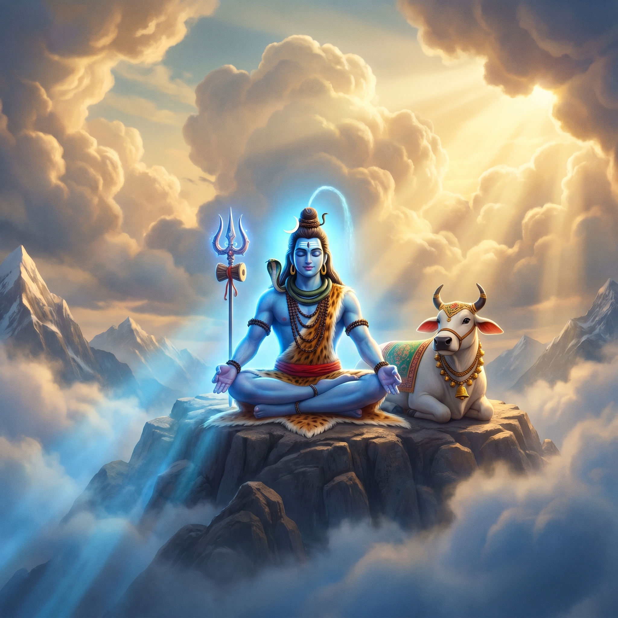 Lord Shiva Seated With Nandi